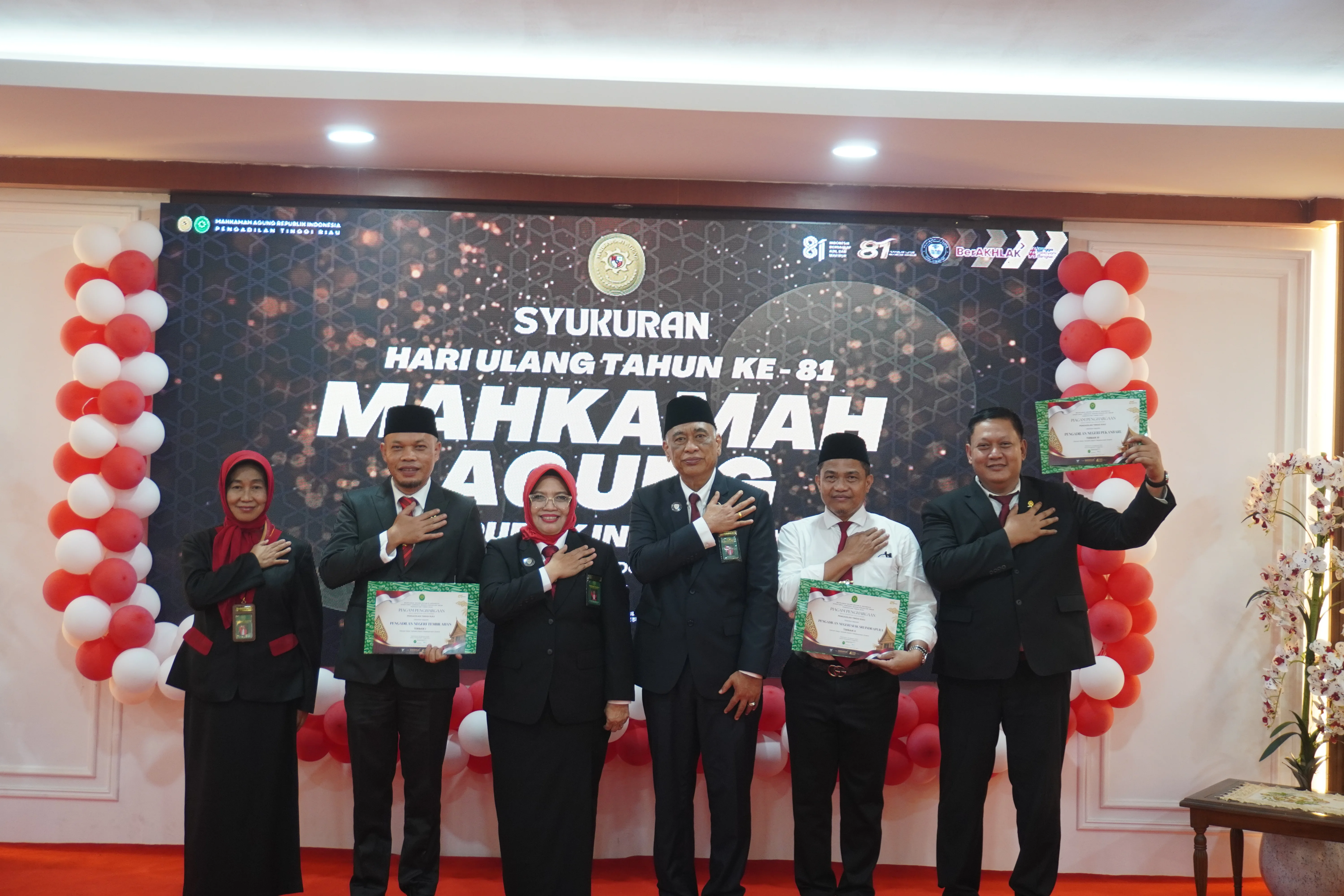PN Siak Raih Penghargaan Satuan Kerja Terbaik dalam Pelaksanaan Diversi dan Apresiasi Lainnya