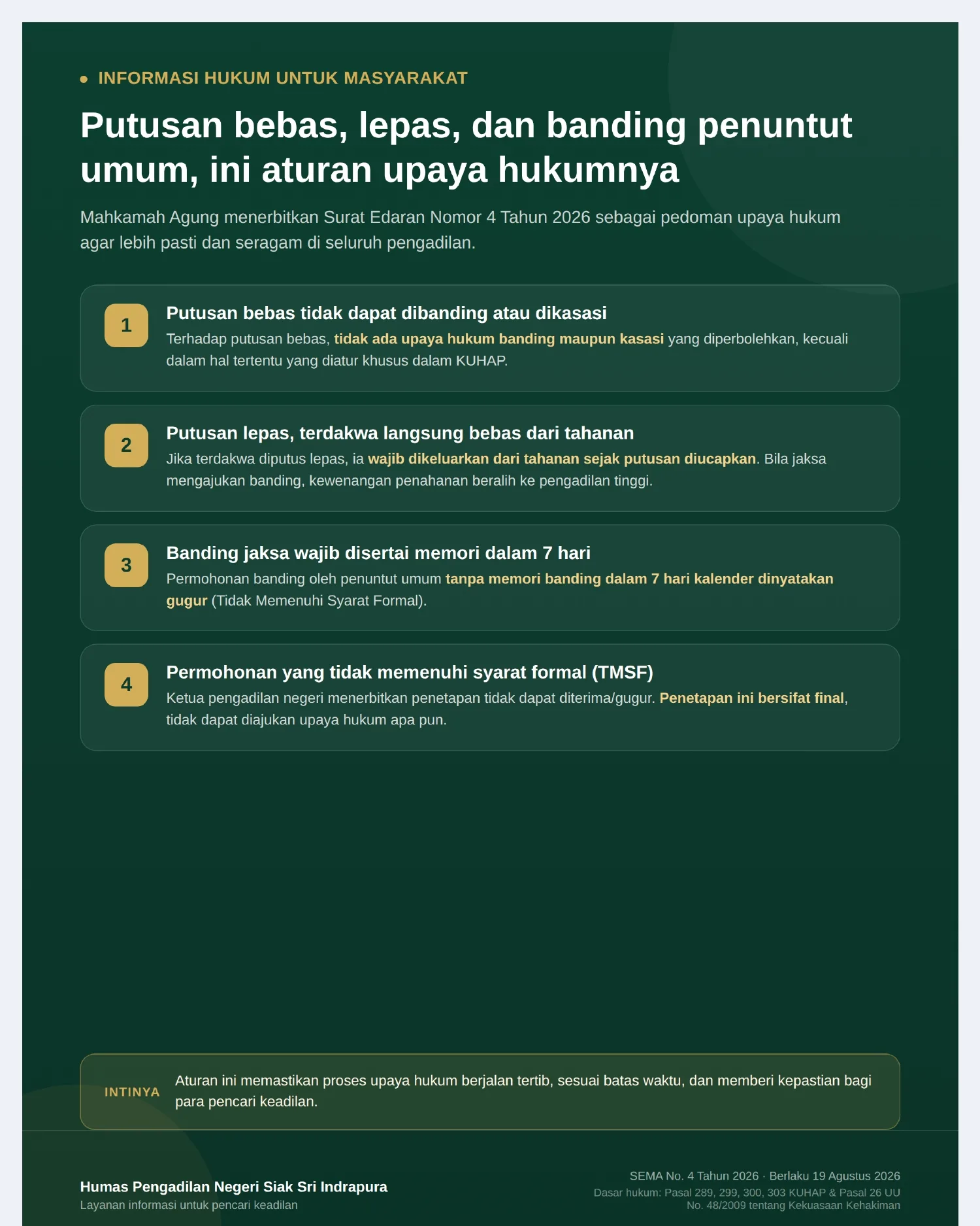 INFORMASI PENTING UNTUK PENCARI KEADILAN SEMA NOMOR 4 TAHUN 2026
